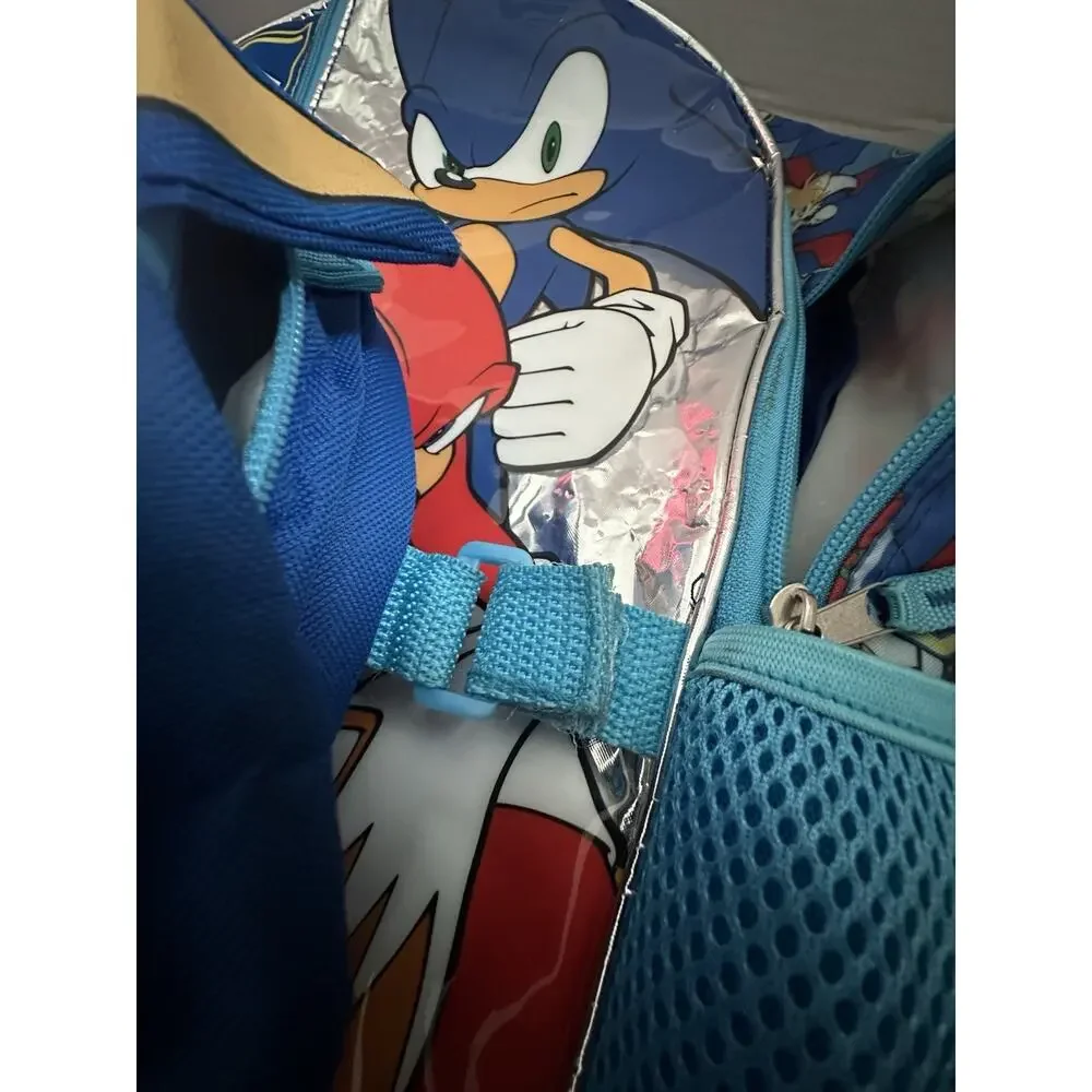 Sonic The Hedgehog Backpack w/ Attached Lunch Bag Knuckles Tails Kids School